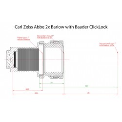 Lentille de Barlow 2x Carl Zeiss Abbe 31,75 mm